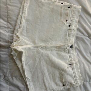 Cream Denim Shorts
